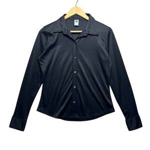 Y2K‎ GAP Women Black Long Sleeve Collared Button Up Shirt Size M Career Preppy